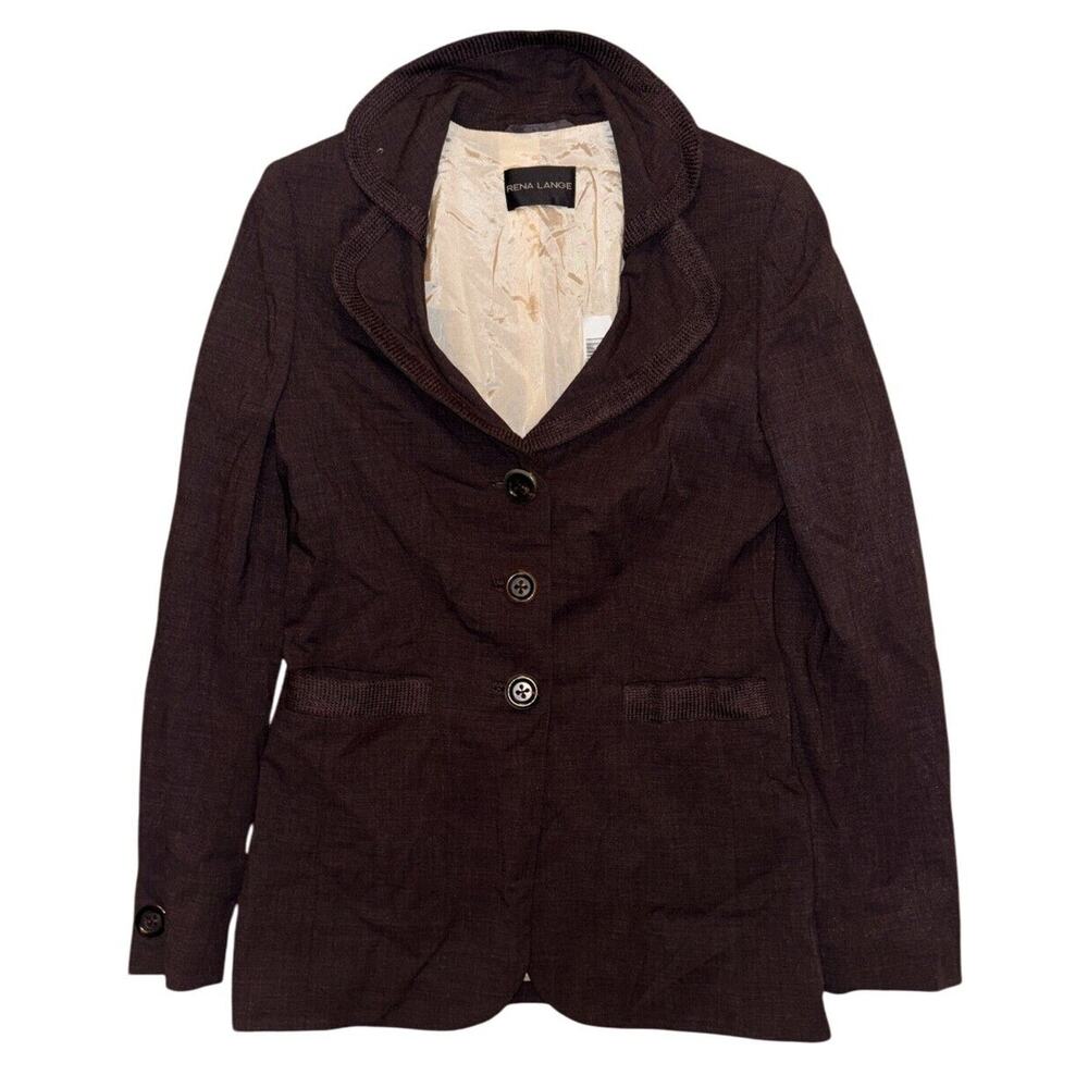 Rena Lange Virgin Wool Blend Women's Single Breasted Brown Blazer Sz 6 Business